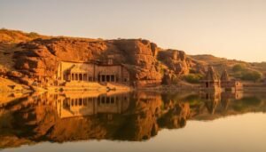 The Majestic Rock-Cut Caves of Badami: A Royal Descent into Chalukyan Splendor